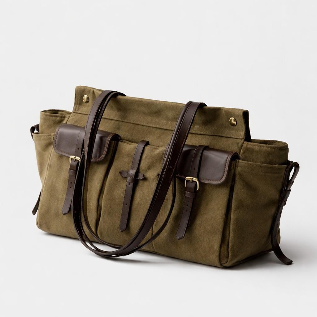 Women`s Retro Large Capacity Multi-Pocket Tote