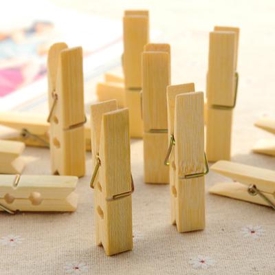 100 Pezzi Mollette di Bambù Mollette Facili da Usare Resistenti alla Ruggine per Lavanderia