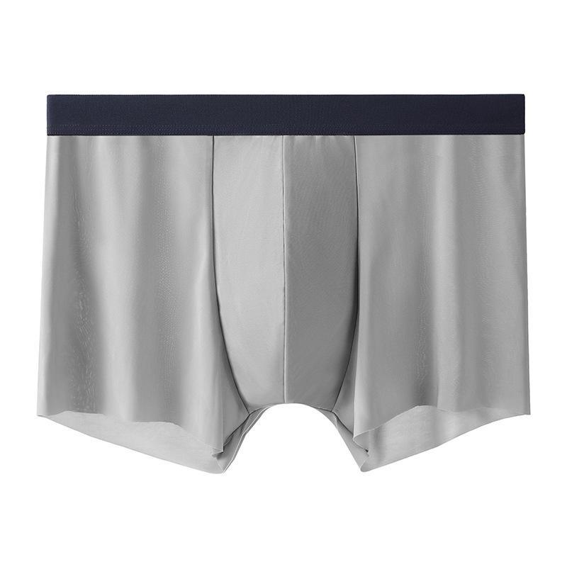 Calejn Kavjn Men's Antibacterial Ice Silk Boxer Briefs with Pure Cotton Crotch