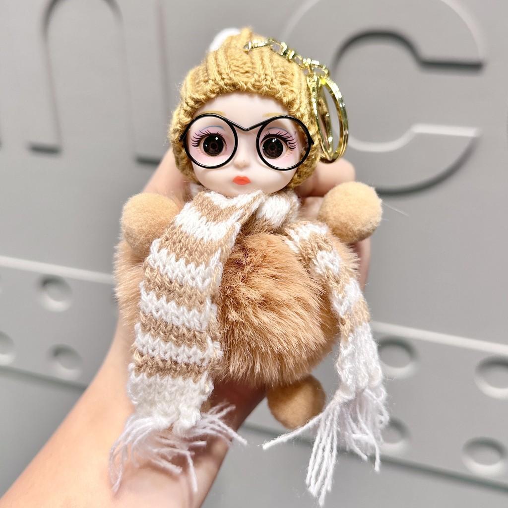 Big Plush Fun Eye Doll Keyring Colorful Scarves Unique Accessory For Bags And Keys