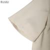 ZANZEA Women Turn Down Collar Casual Short Sleeve Dress