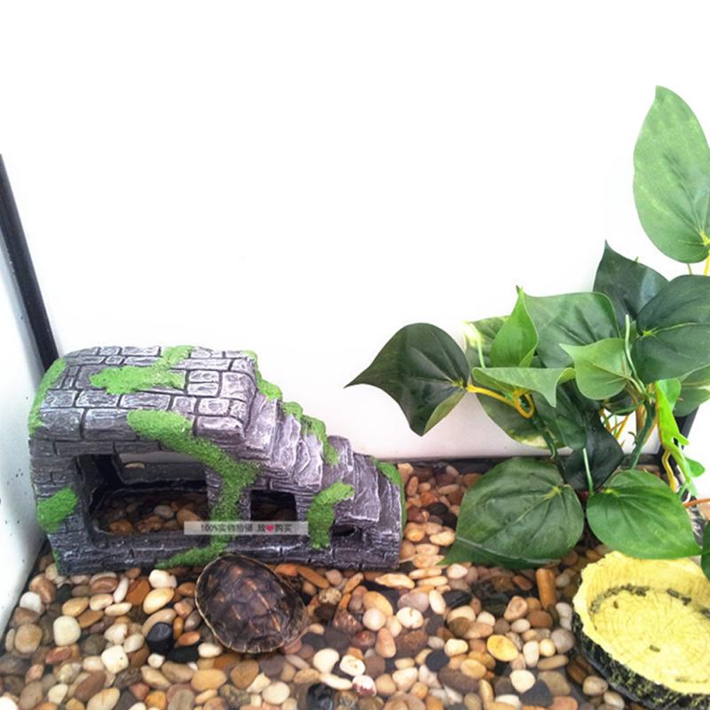 Shelter Cave Hiding Resin House Ornament for Fish Bowl Tortoise Basking Platform Landscaping