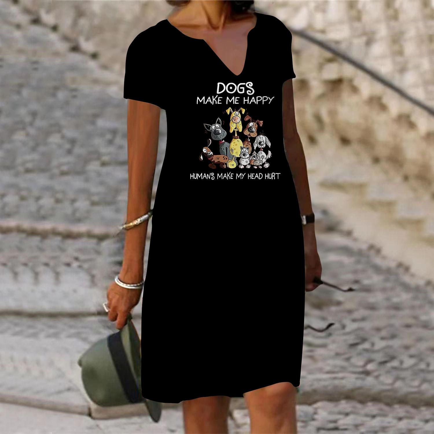 

Летнее модное платье с v-образным вырезом, женское белое платье с коротким рукавом и принтом «Любовь», свободное повседневное платье для женщин 2XL чёрный