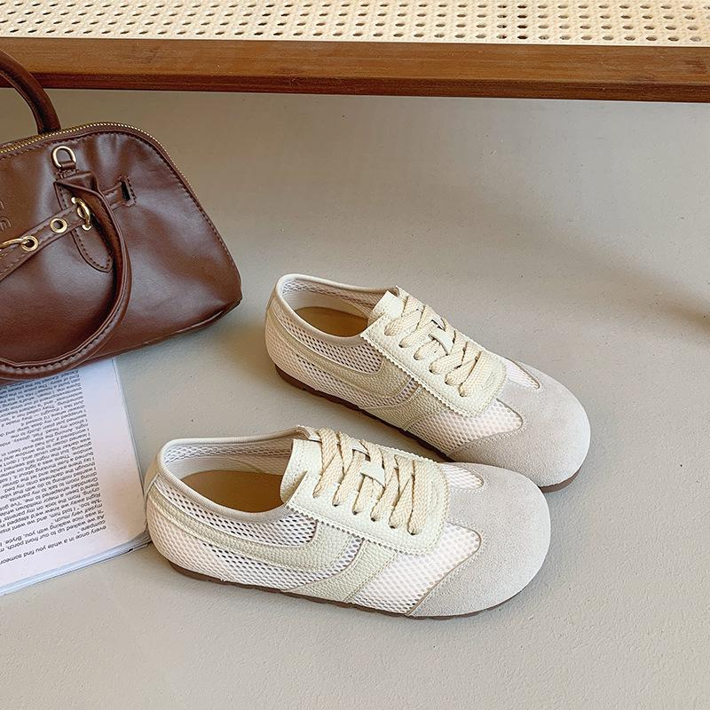 

Retro mesh sky German training shoes women s 2025 summer new flat-bottomed lace-up Forrest Gump shoes imitation leather casual sports shoes 35