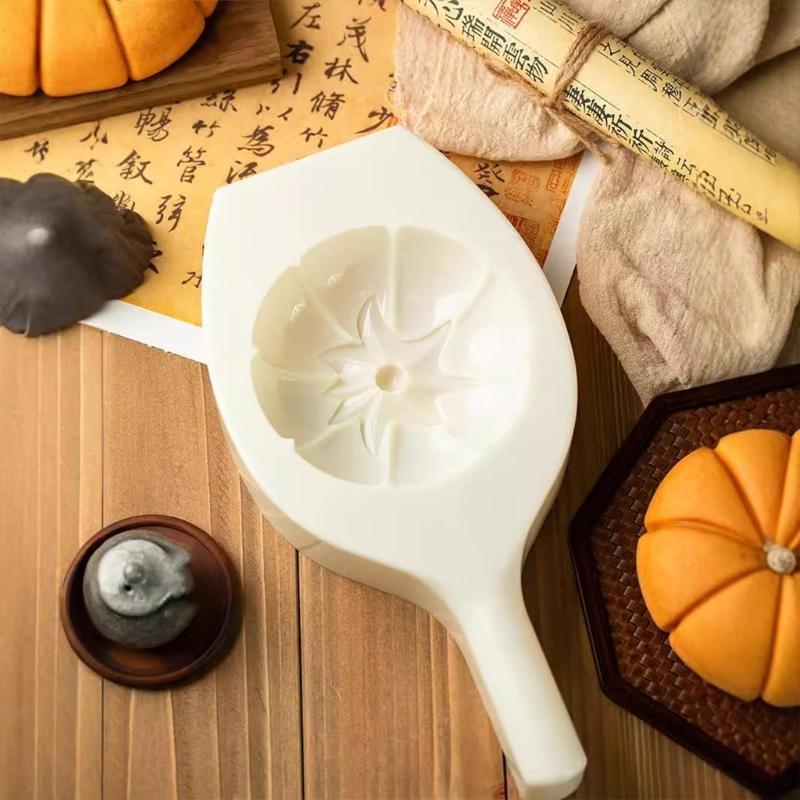 

24TE Household Mooncakes Mold Bean Pastes Cake Moulds Pumpkin Shaped Hand Pressed Pastries Mold for Baking Enthusiasts CN