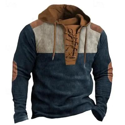 Lässiger Langarm-Kapuzenpullover mit Kordelzug Herren Streetwear Bequemes Atmungsaktives Sweatshirt Modisch Basic