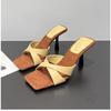 French High Heels Women's Summer New Cross Band Sandals Fashionable for Skirts Outdoor Wear Thin Heel Slip-On Shoes
