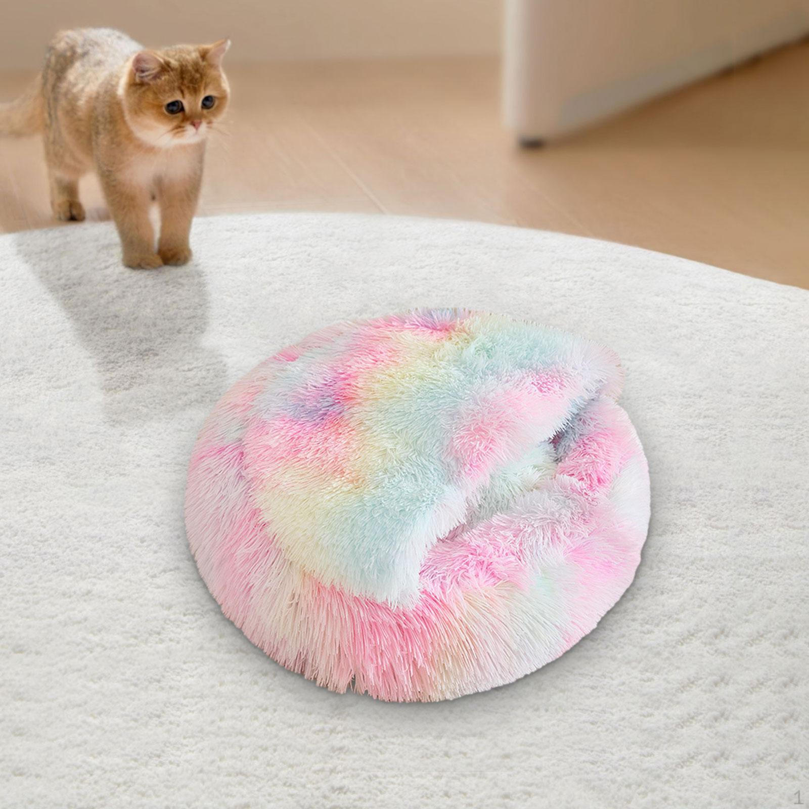 

Кровать для кошек, живущих в помещении, плюшевая круглая, удобная, мягкая, нескользящая, для сна, для собак S