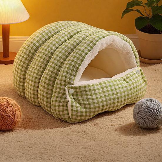 Kočičí jeskyně Postel Útulná uzavřená kočičí postel s krytem s kapucí Omyvatelný plyšový stan pro kočky Nadýchaná uklidňující postel pro mazlíčky pro malé psy a kočky