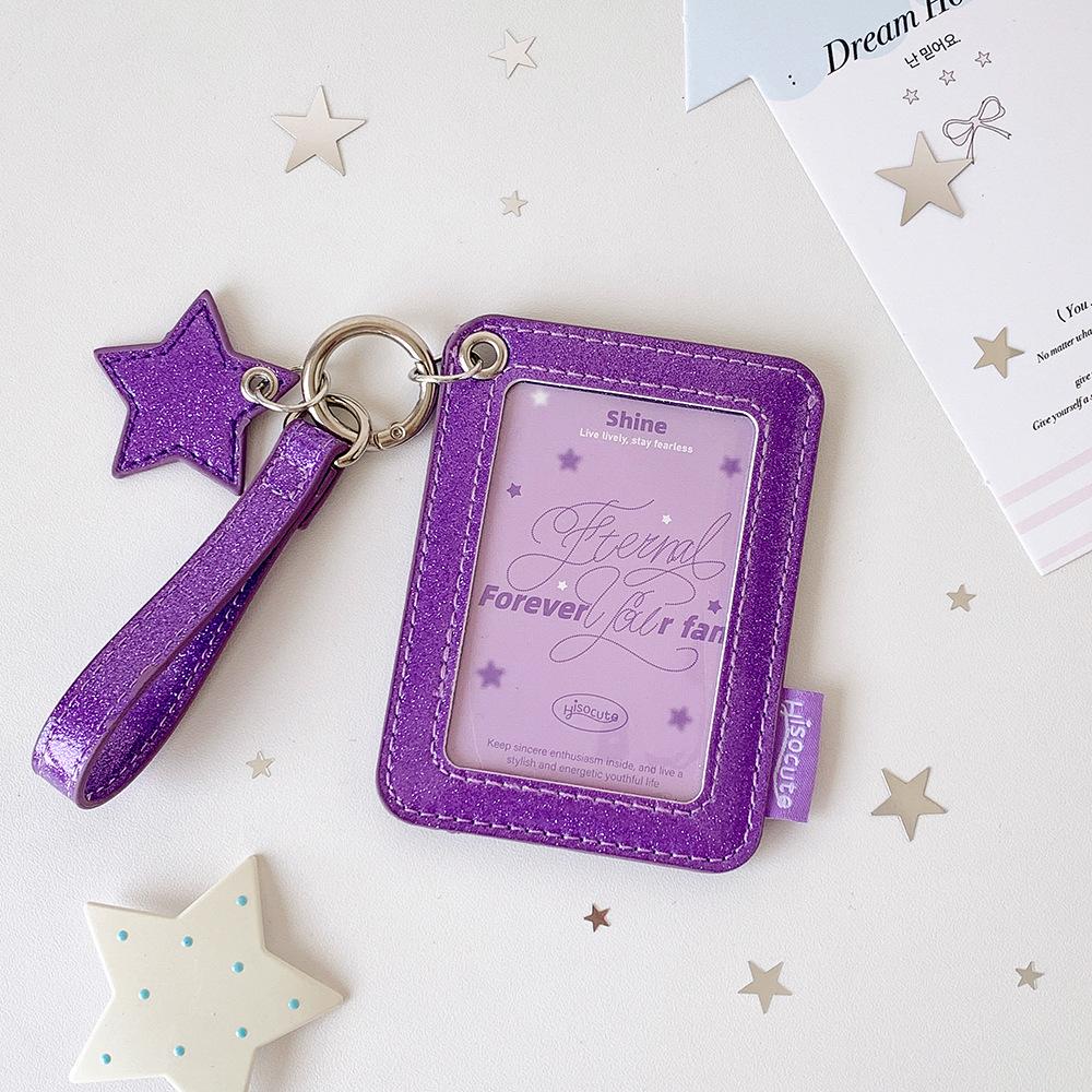 Dual-Layer Glitter PU Card Holder - Student ID & K-Pop Photocard Sleeve Cover