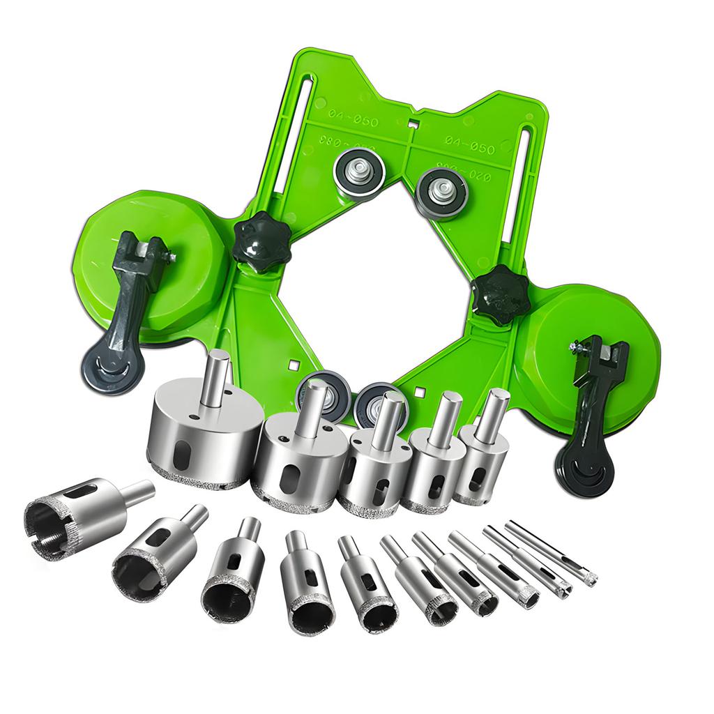 Heavy Duty Coated Hole Cutting Set For Porcelain Stone And Marble Using Secure Double Suction Base