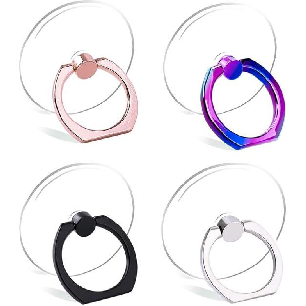 Cell Phone Ring Holder Stand Transparent Finger Grip Loop Finger Ring Stand (Black Sliver Rose Gold Colorful (Round))