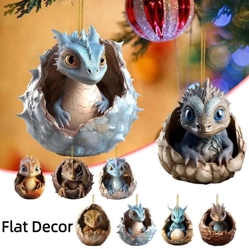 Christmas Tree Decorative Hanging Ornament Cute Cartoon Dragon Egg Acrylic/glass Material For Cars