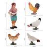 Cross-border Farmyard Decorative Chicken Figurines: Rooster, Hen, and Chicks Pecking in Courtyard with Woman, Rice, and Flower Bed