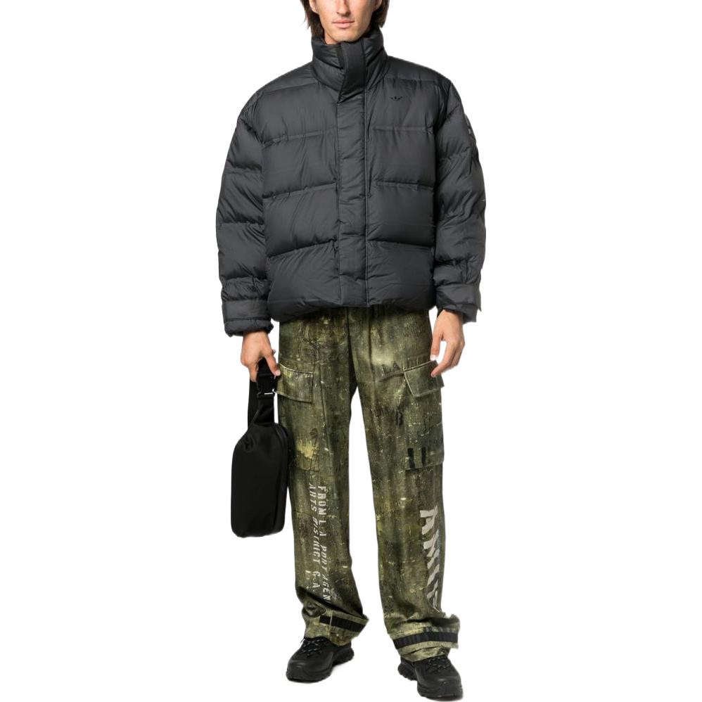 adidas Giacca da Uomo Originals Trefoil Logo Monocolore Zip Nascosta Collo Alto Capospalla Nero HM9221