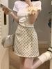 2024 Sweet & Spicy Apricot Polka Dot A-line Bodycon Mini Skirt for Women