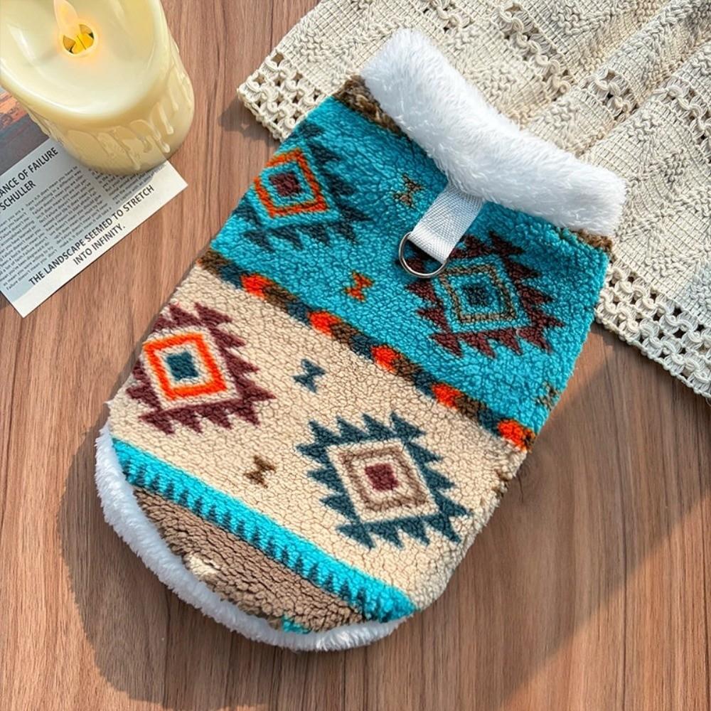 Autumn Winter Dog Warm Clothes Nordic Pattern Plush Dogs Coat  for Small Medium Dog