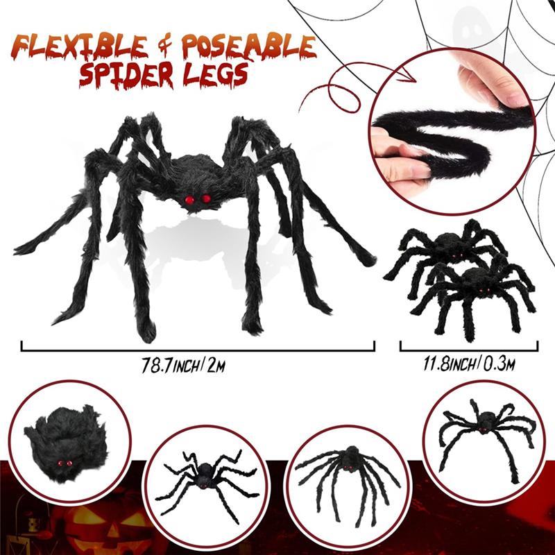 AAAF Giant Furry Spiders For Halloween, 3-Pack Fake Decorations For Outdoor Indoor Yard