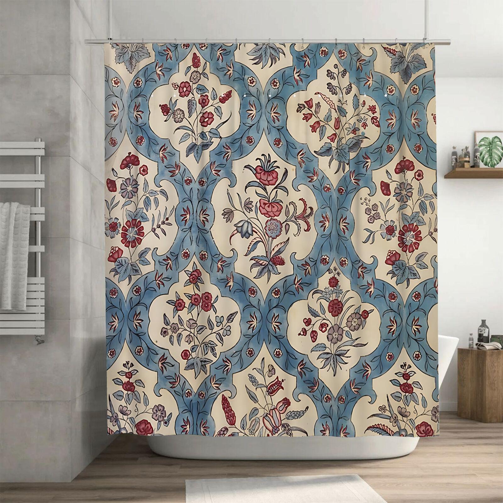 

Elegant Vintage Floral Pattern Shower Curtain Waterproof Anti-mold Durable Bathroom Decorative Curtain Easy-Clean Non-Toxic 90X180cm(35x70in)