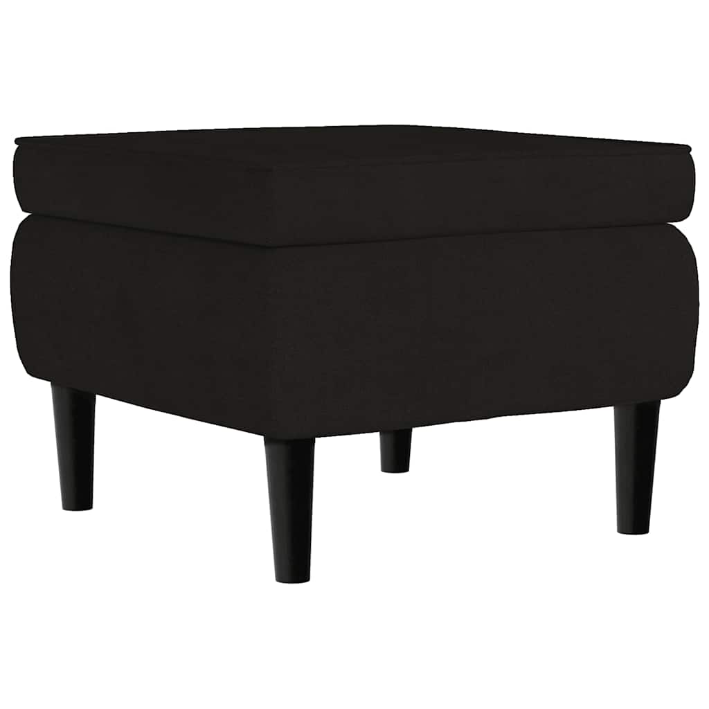 Velvet Armchair with Footstool Black