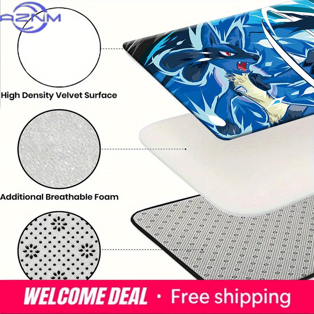 Pokemon Lucario Blue Energy Style Print Non-slip Doormat, Soft Absorbent Floor Rug for Home Decor