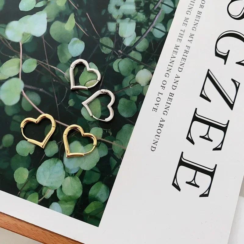 Korea Trendy Classic Silver Hollow Out Heart Hoop Earrings for Women Cute Sweet Drop Dangle Earrings Jewelry Gift