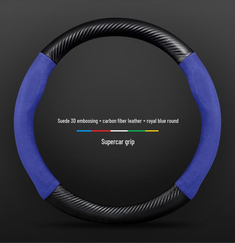 Cubierta de Volante Toyota RAV4 2022, Cuero Genuino Fibra de Carbono Gamuza, Ultradelgada