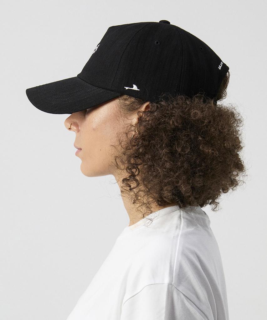 Akau Oversized Denim Herringbone 5-Panel Ball Cap (Black)
