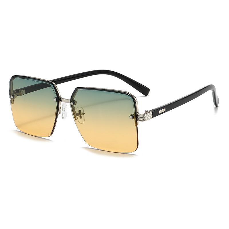 New fashion men's trendy sunglasses square PC sunglasses women's street shooting sunscreen sunshade copy half frame sunglasses