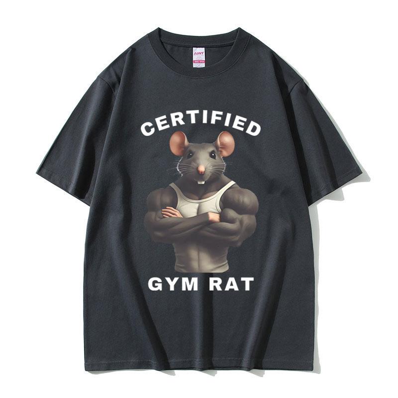 

Funny Rat Gym Fitness Graphic T-shirt Fashion Summer Short Sleeve Unsiex Casual High Quality Pure Cotton Summer Breathable Top S