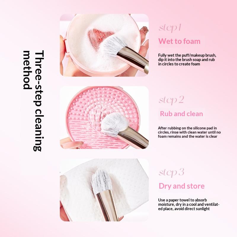 Efficient Makeup Brush Cleaner Soap with Multi Functional Use for Quick Washing 60g розовый
