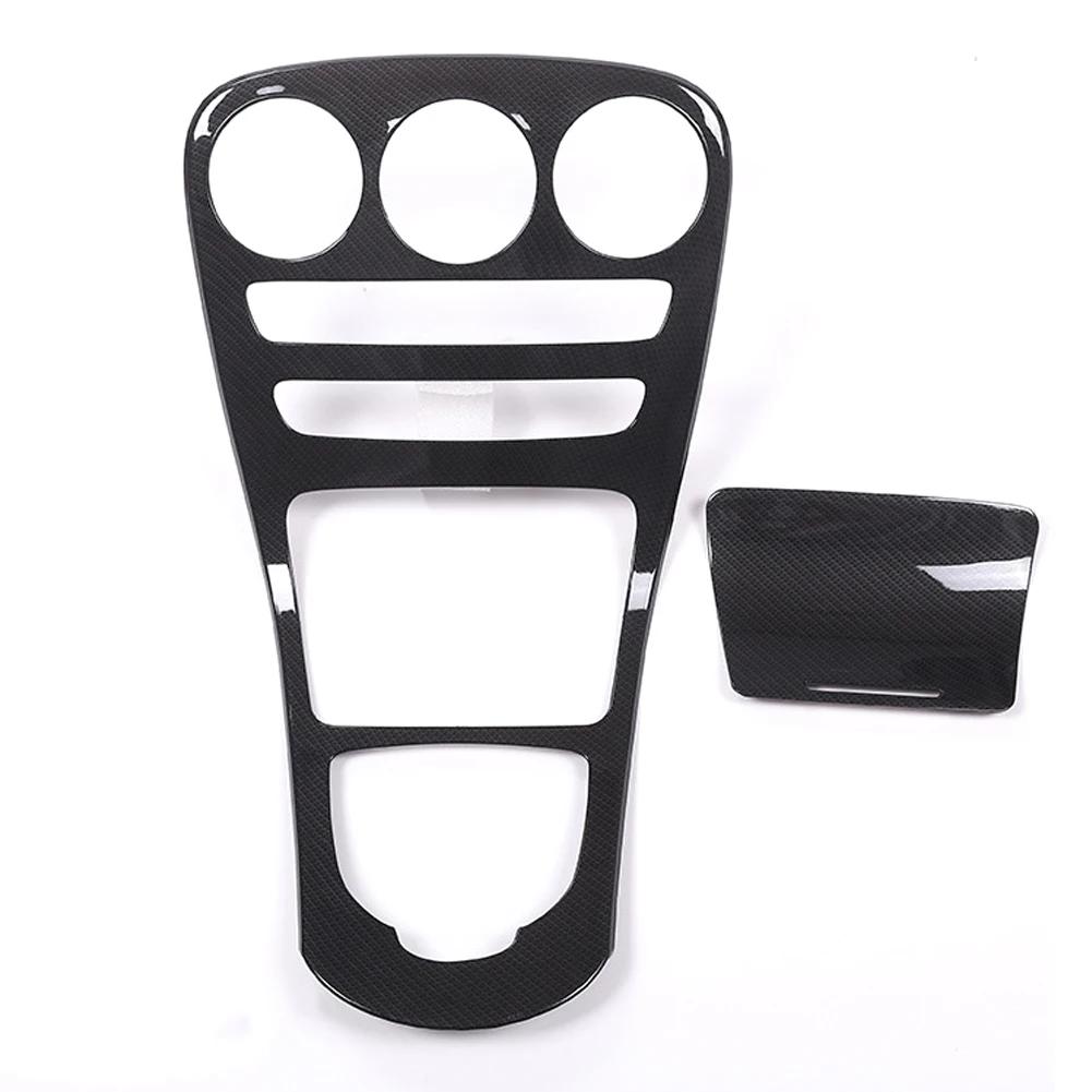 2 st/set Bil Mittkonsol Växelväljare Panel Cover Trim Kolfiber Mittkonsol Ram Klistermärke För Mercedes Benz C GLC 15-18