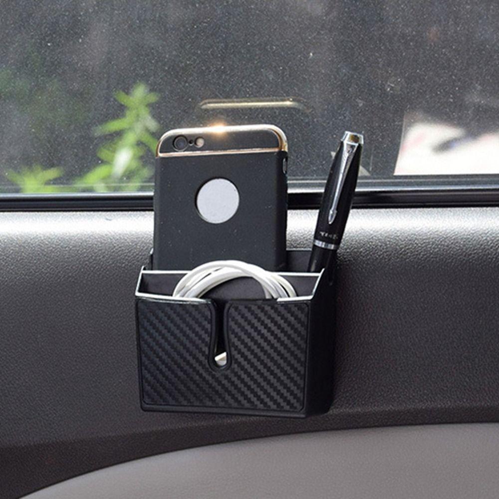 New PVC Car Storage Bag Adhesive Type Multifunctional Mobile Phone Organizer Box Removable DIY Dashboard Tidy Hanging Bag Car