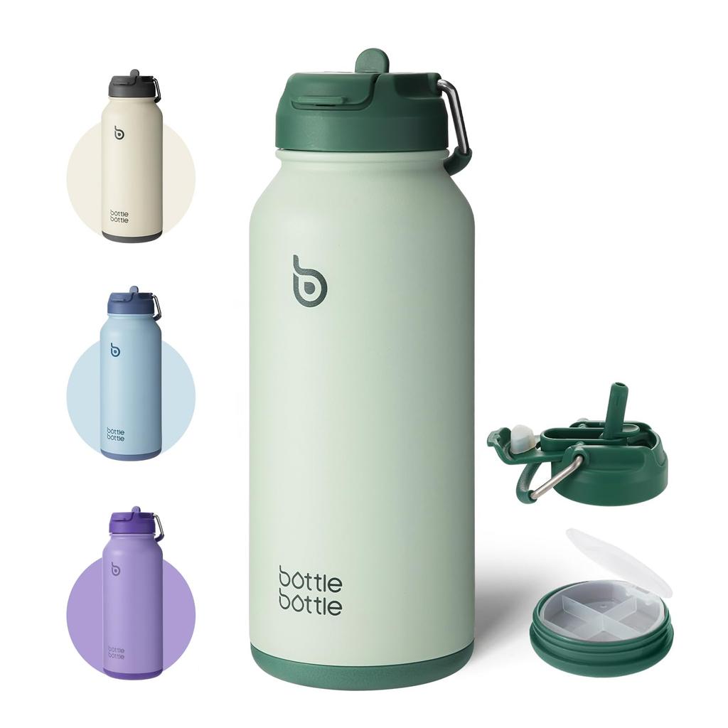 BOTTLE BOTTLE Water Bottle 850ml Large Capacity Stainless Steel Bottle Bottom Storage Lid with Straw Direct Drinking Vacuum Insulated Cold Storage