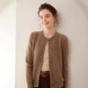 Women's Loose Fit Single-Breasted Cashmere Cardigan - Warm, Fashionable, Versatile Round Neck Knit Top