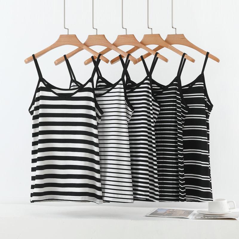 M to 6XL Plus size camisole Summer Modal Striped Cami Top Slimming loose fit Sleeveless Tank Tops Versatile Baselayer