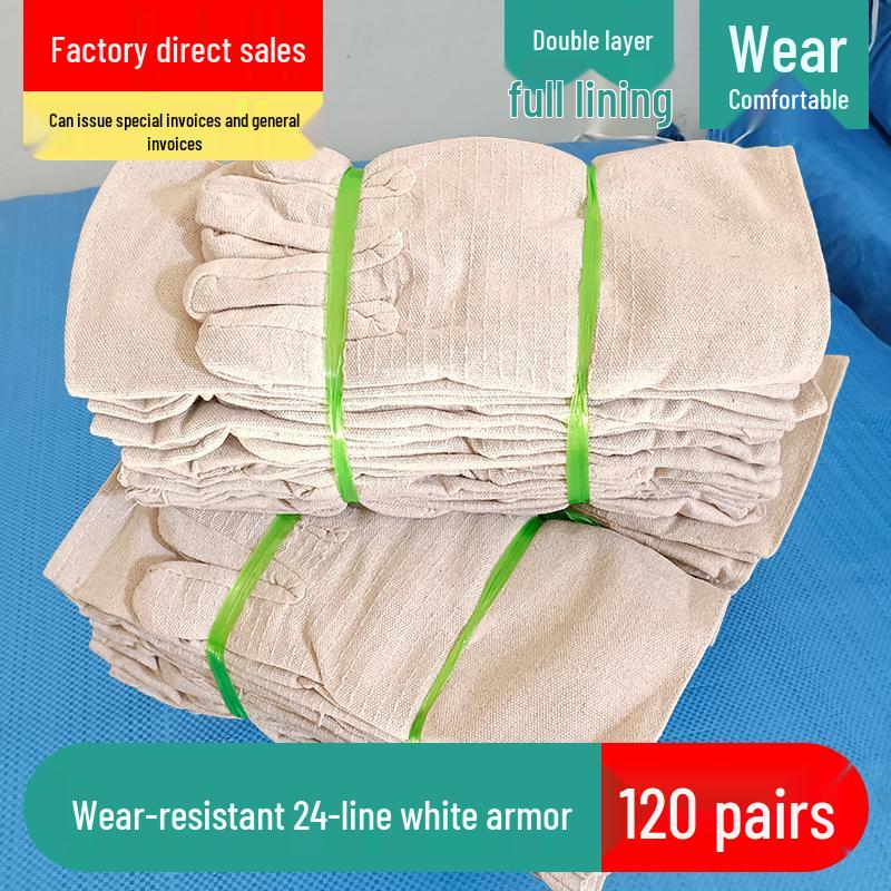 Heavy-Duty Anti-Slip Canvas Work Gloves – Durable, Double-Layer Protection for Construction and Welding