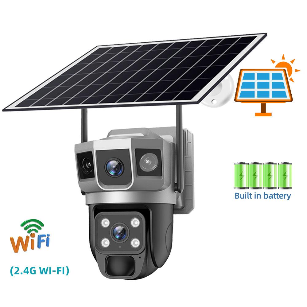 

12MP Solar IP Camera WIFI CCTV Dual Lens Triple Screen PTZ Auto Tracking 6K Security Surveillance Camera