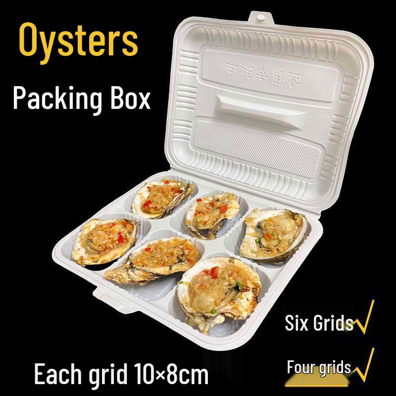 Six-Compartment Disposable Takeaway Box for Oyster, Scallop, Eggplant, and BBQ Dishes