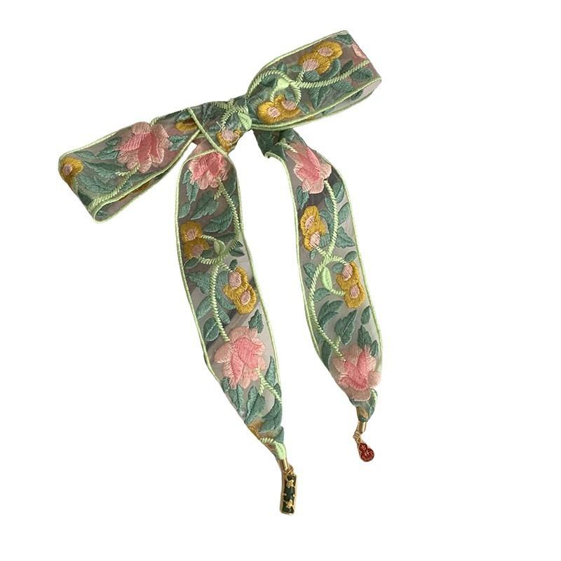 Embroidered Lace Silk Scarf Premium Pendant Small Scarf Tie Bag Ribbon Rose Lace Mesh Headscarf Headband Hair Accessories