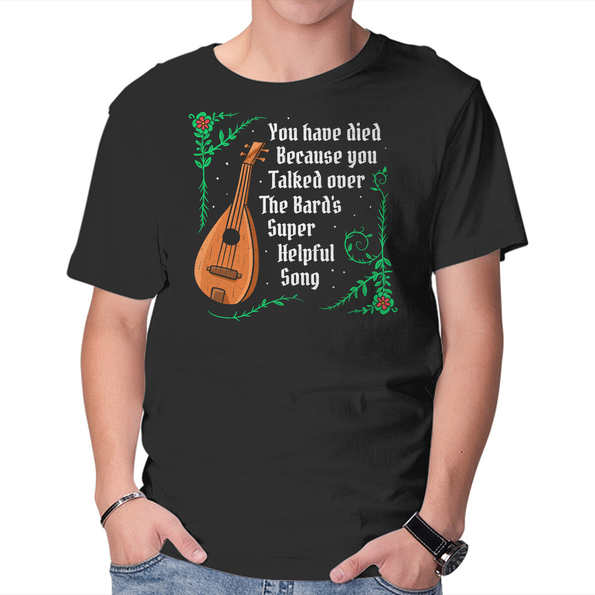 Unisex Crew Neck T-Shirt Talking Over The Bard Graphic Short Sleeve Casual Tee L