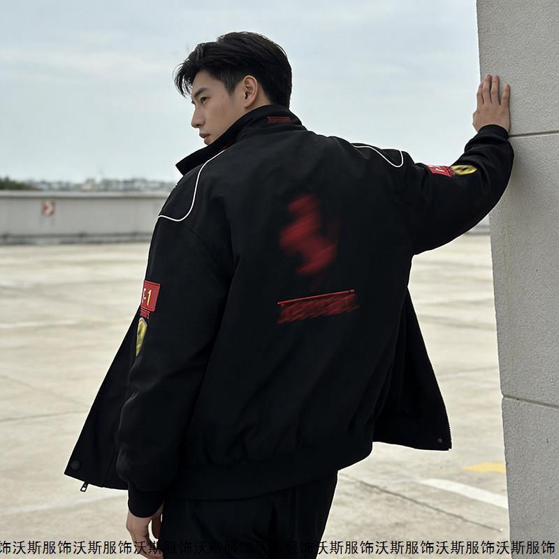 Men Women Motorcycle Riding Jacket Vintage Embroidered Biker Windbreaker Casual Outerwear