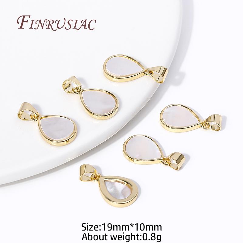 Trendy Rhodium/18K Gold Plated Natural Shell Drop Shape Charms Pendants For Necklace Making DIY Jewelry Accessories