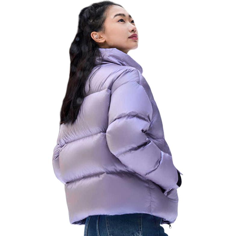 Saucony Letter Logo Print Windproof Warm Stand Collar Long Sleeve Bread Down Jacket Women Jacket Gray Purple SC1220006B-PP06