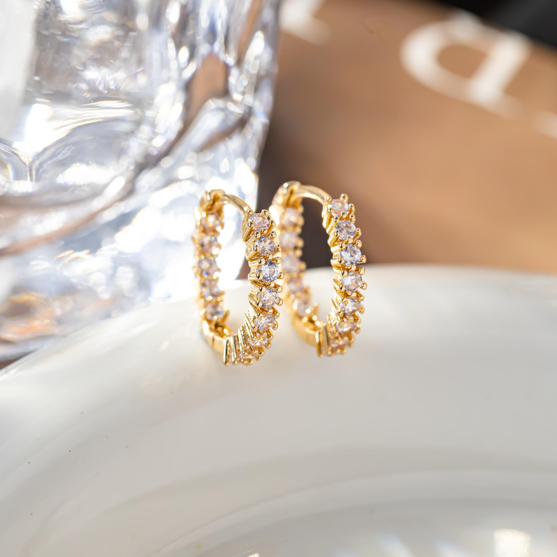 Exquisite Zircon Stud Earrings: Gold-Plated Copper, Versatile  Elegant Women’s Jewelry