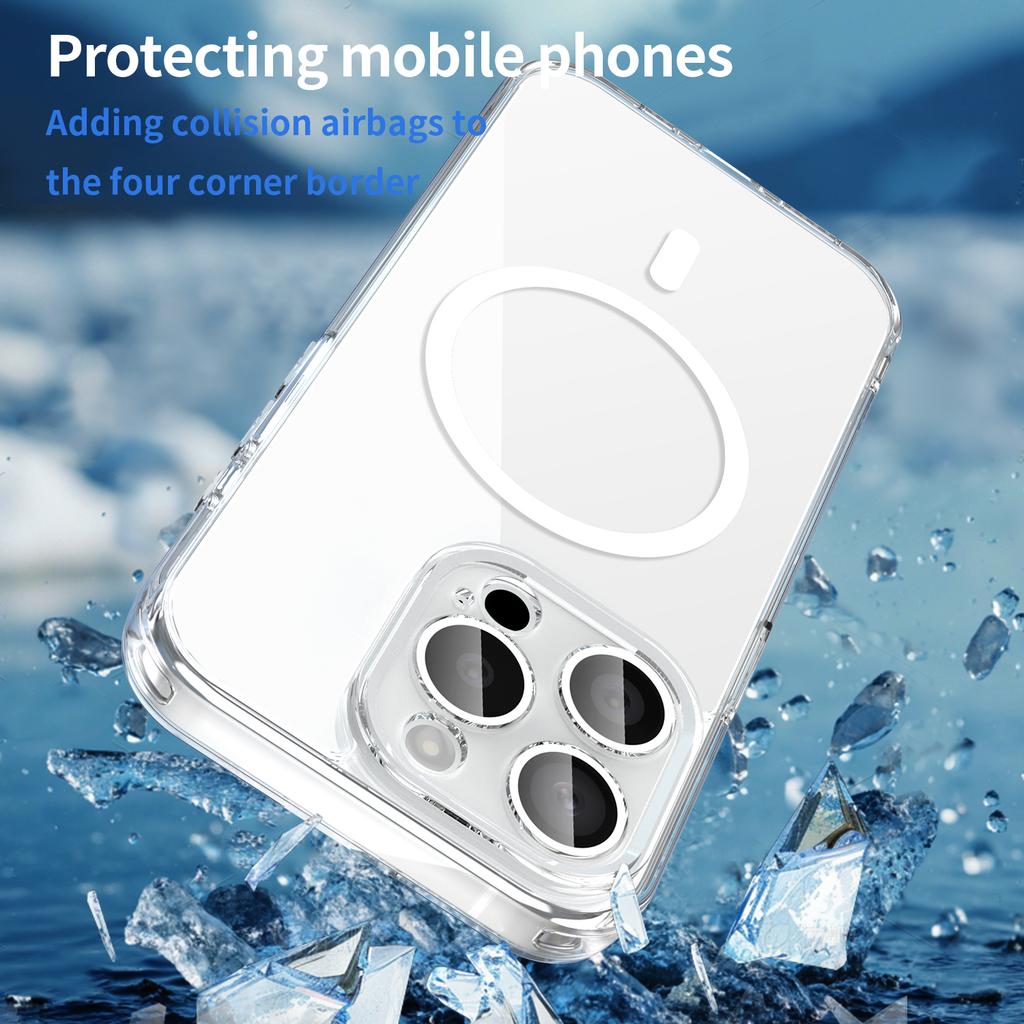 For iPhone 15 Pro Max Phone Case, Magnetic Shockproof Transparent Cover for iPhone 15 Pro Max