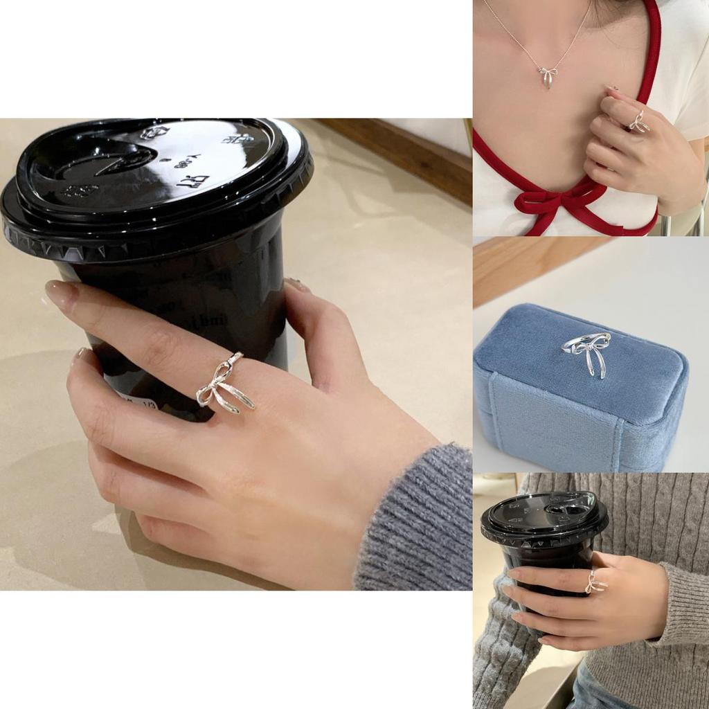 Unique Korean Style Silver Bow Ring For Women Adjustable And Chic 2024 Summer Fashion