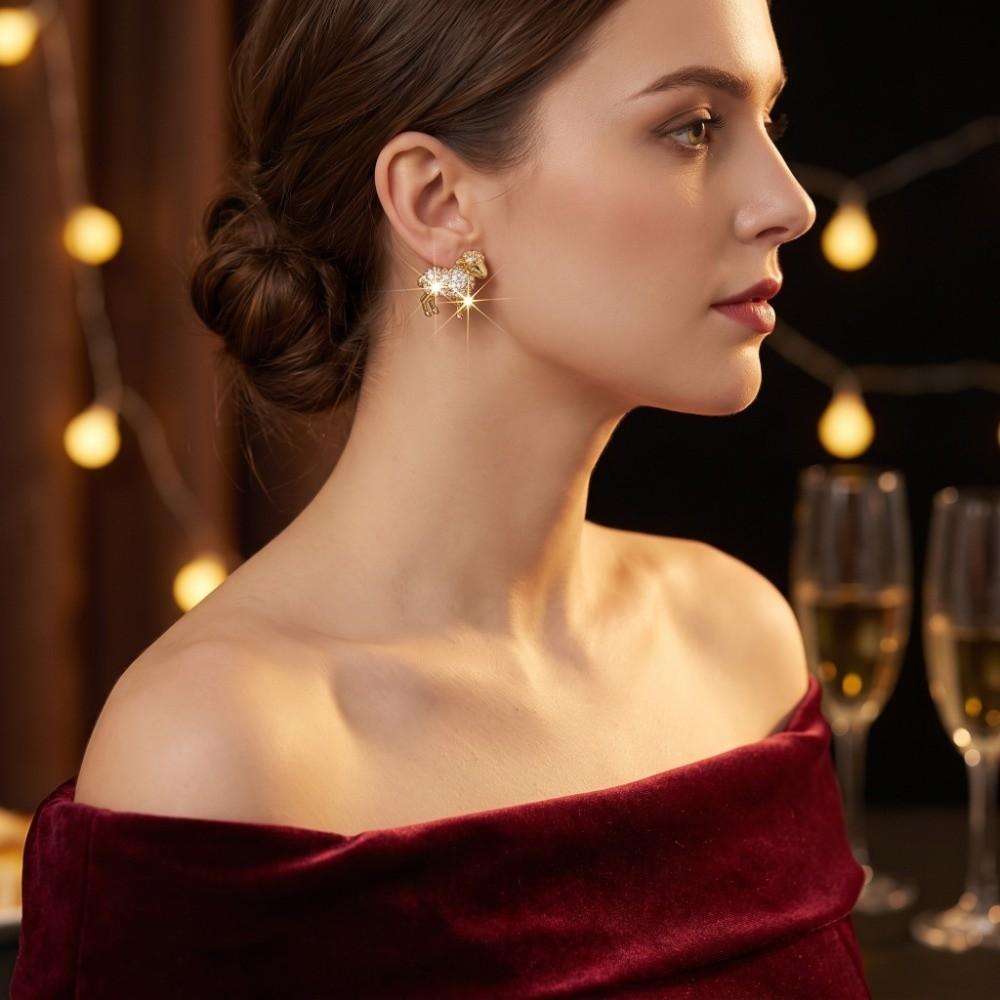 Goat Rhinestone Lamb Stud Earrings Mini Chinese New Year Earrings Jewelry Spring Festival