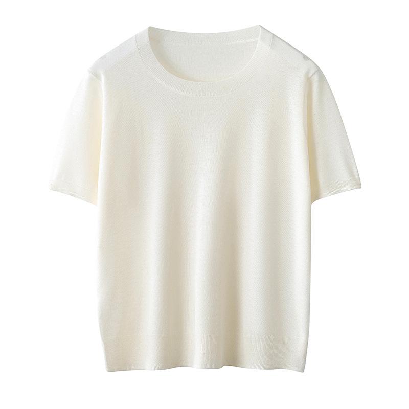 Women's Slimming Wool Knit Sweater - Round Neck, Three-Quarter Sleeve, Solid Color, Korean Loose Fit for Fall & Winter