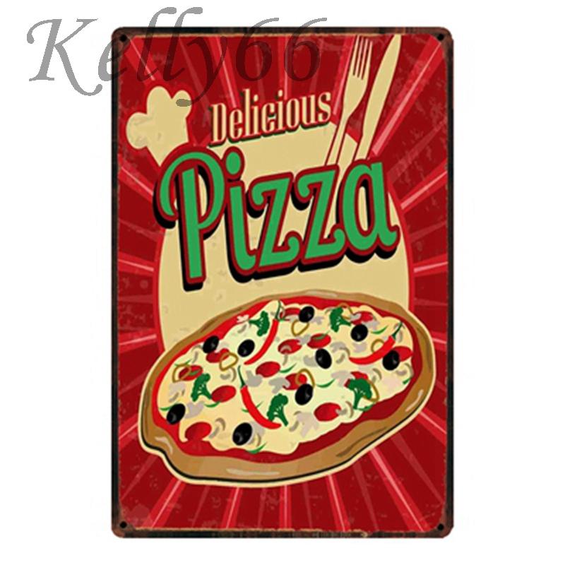 

[ Келли66 ] ВКУСНАЯ ПИЦЦА Винтажная металлическая вывеска Жестяной плакат Домашний декор Бар Настенная художественная роспись 20 * 30 см Размер y-1639